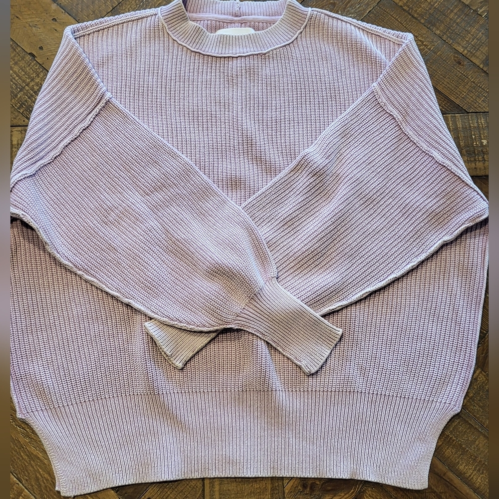 Aerie Lilac Ribbed Crew Neck Sweater